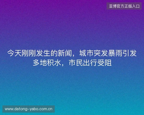 今天刚刚发生的新闻，城市突发暴雨引发多地积水，市民出行受阻